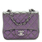 Iridescent Lambskin Quilted Mini Square Flap Dark Purple
