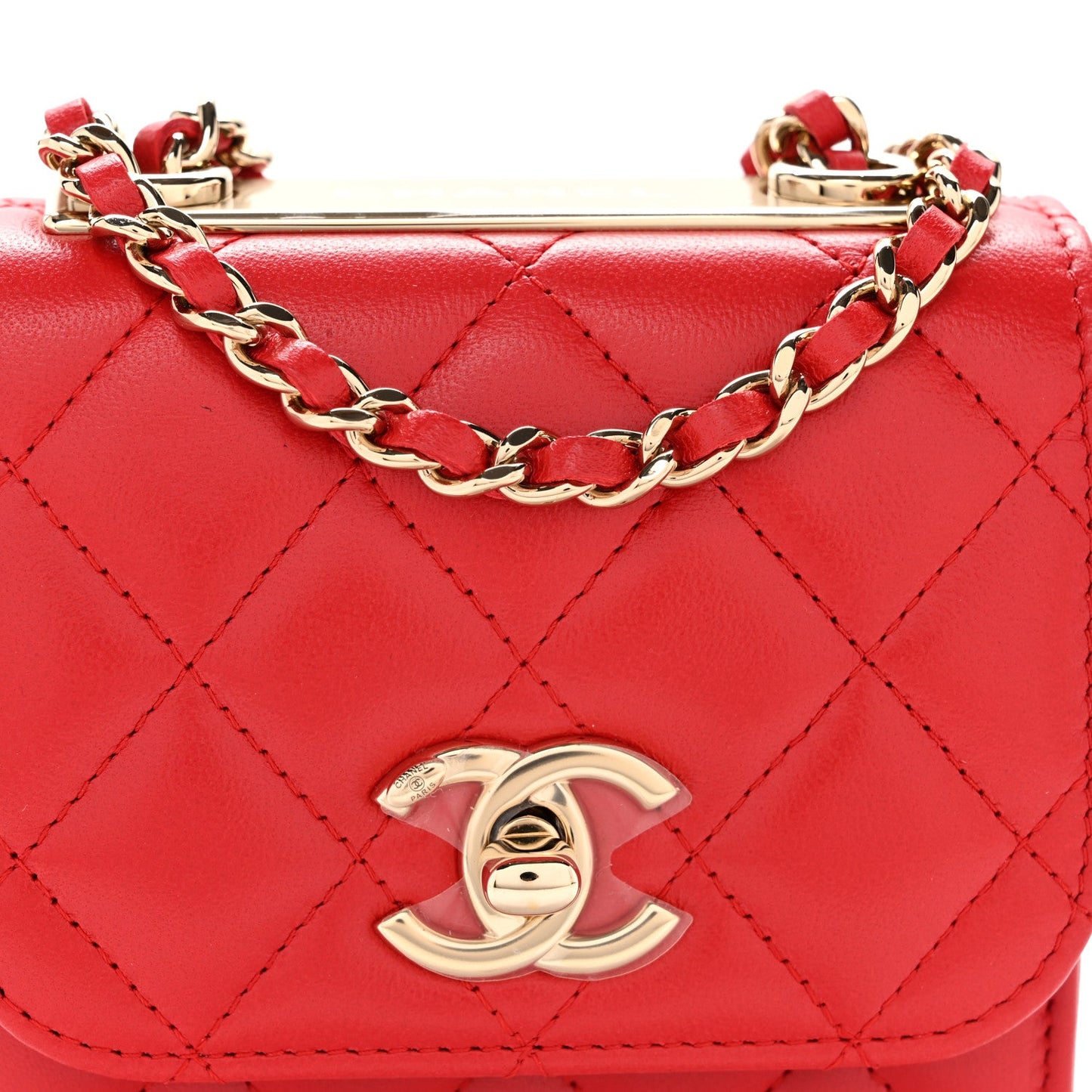 Lambskin Quilted Mini Trendy CC Chain Wallet Black