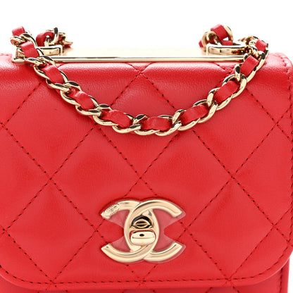 Lambskin Quilted Mini Trendy CC Chain Wallet Black