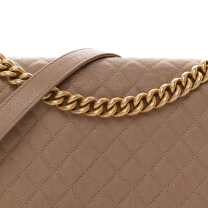 Caviar Quilted New Medium Boy Flap Dark Beige