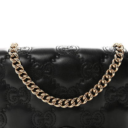 Calfskin GG Matelasse Chain Wallet Black