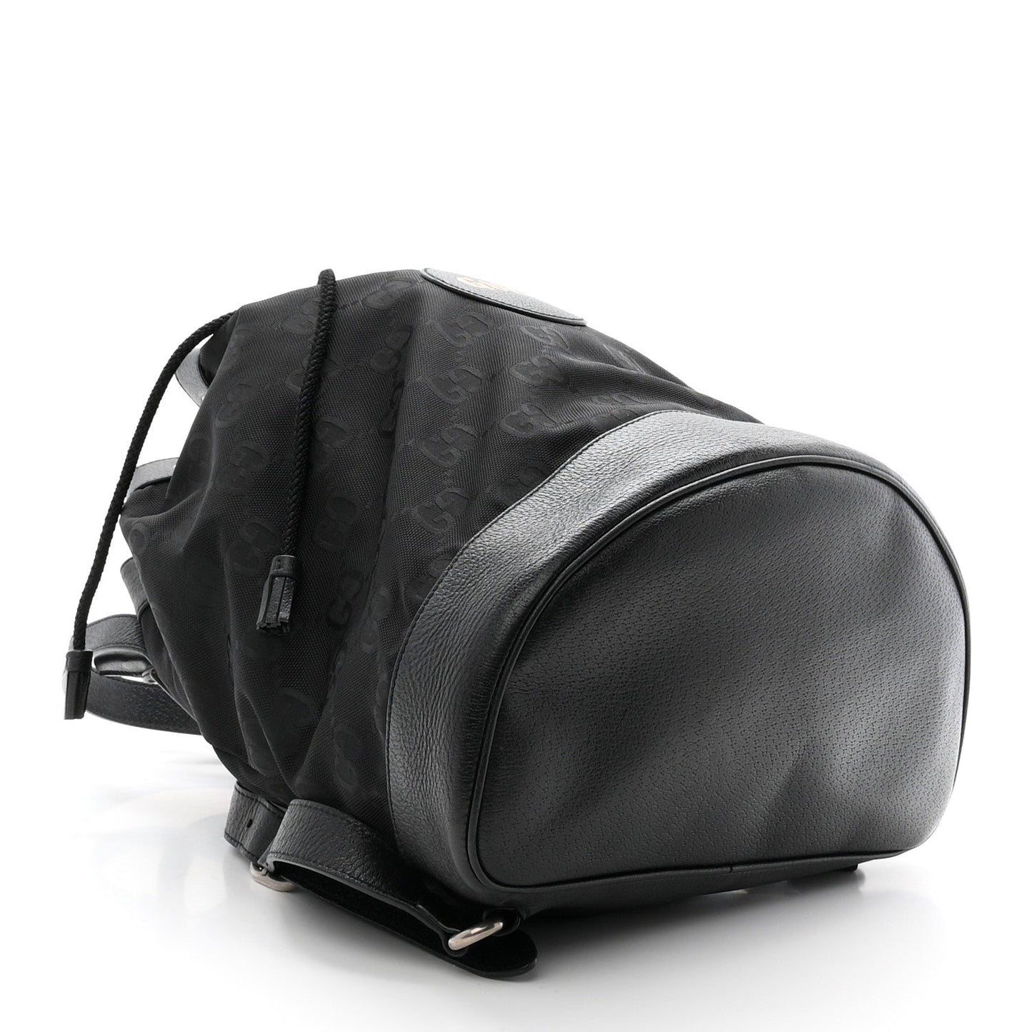 Econyl Nylon Monogram Off The Grid Drawstring Bucket Backpack Black