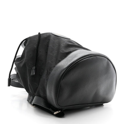 Econyl Nylon Monogram Off The Grid Drawstring Bucket Backpack Black