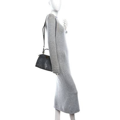 Ostrich Shiny Nappa Mini Peekaboo Iconic Satchel Grey