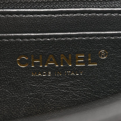 Shiny Goatskin Quilted Mini Chain Strap Flap Black