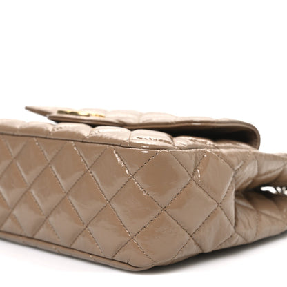 Shiny Crumpled Calfskin Quilted Wavy CC Hobo  Dark Beige