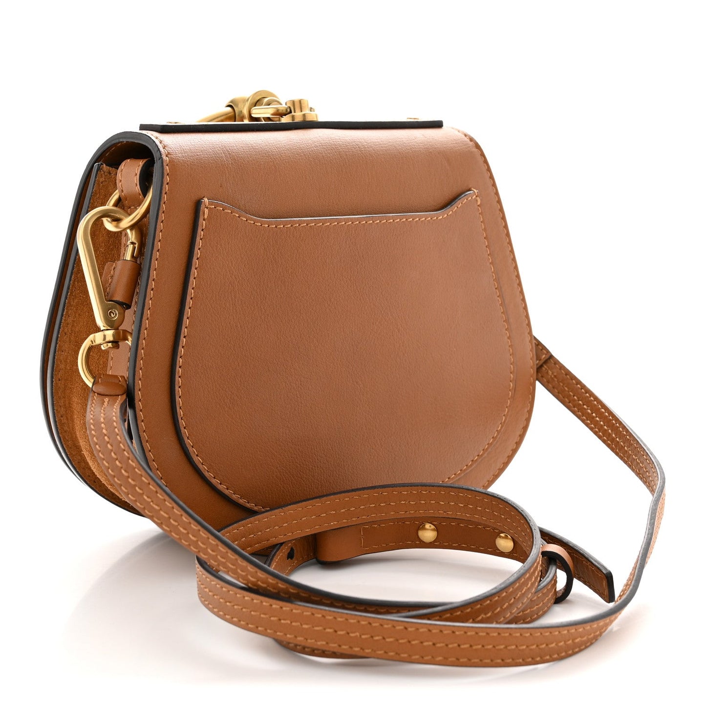Calfskin Suede Medium Nile Bracelet Bag Caramel