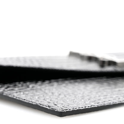 Calfskin Crocodile Embossed Uptown Monogram Clutch Black