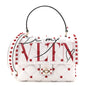 Lambskin Be My VLTN Print Candystud Top Handle Bag White Red Black