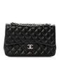Lambskin Quilted Jumbo Double Flap Black