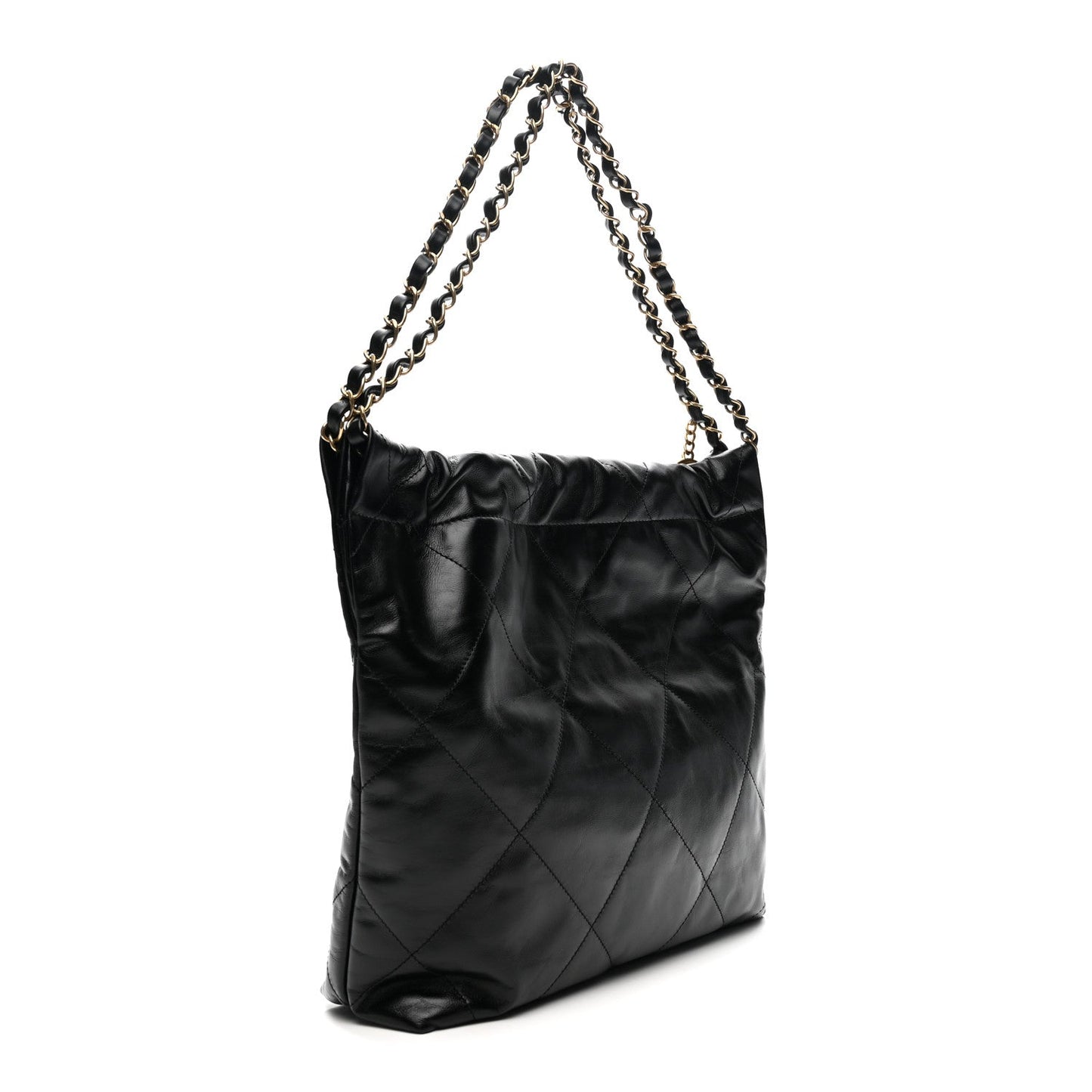 Shiny Calfskin Quilted Small Chanel 22 Black