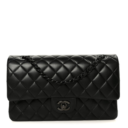 Lambskin Quilted Medium Double Flap So Black