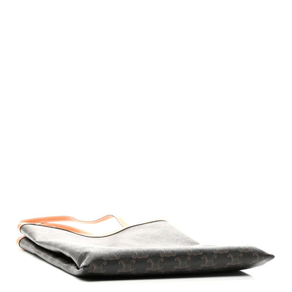 Triomphe Canvas Calfskin Flat Shopper Tote Honey