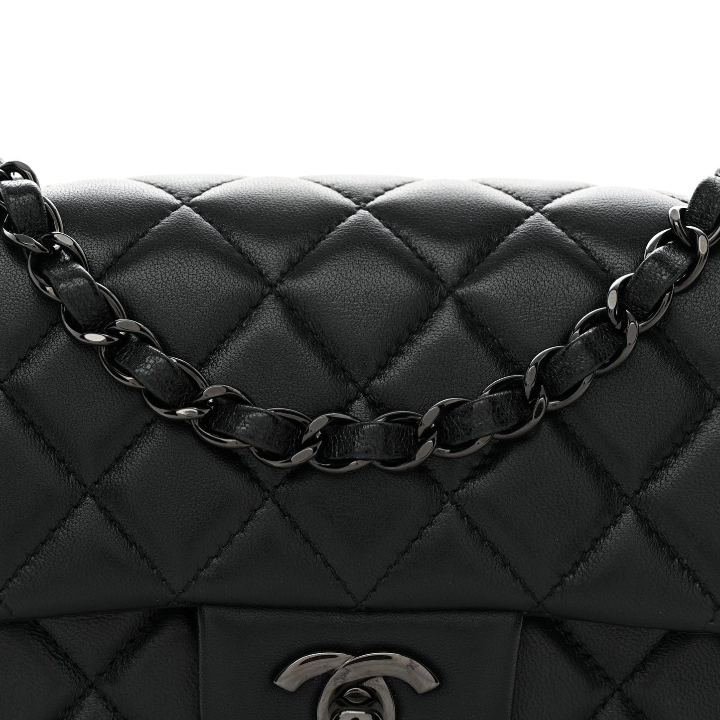 Lambskin Quilted Mini Rectangular Flap So Black