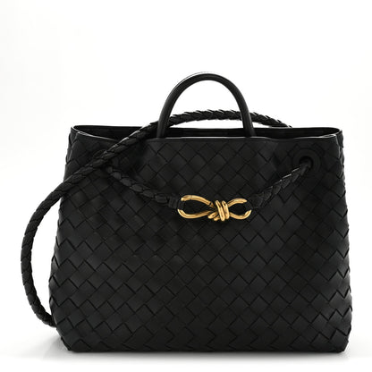 Nappa Intrecciato Medium Andiamo Shoulder Bag Black