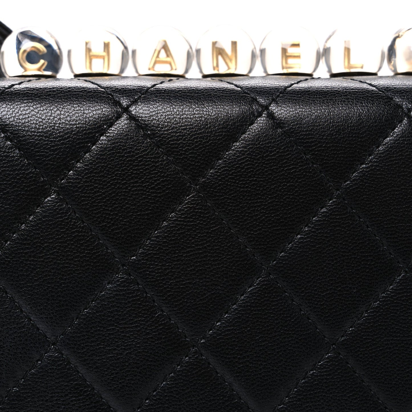 Lambskin Quilted Chic Pearls Flap Black