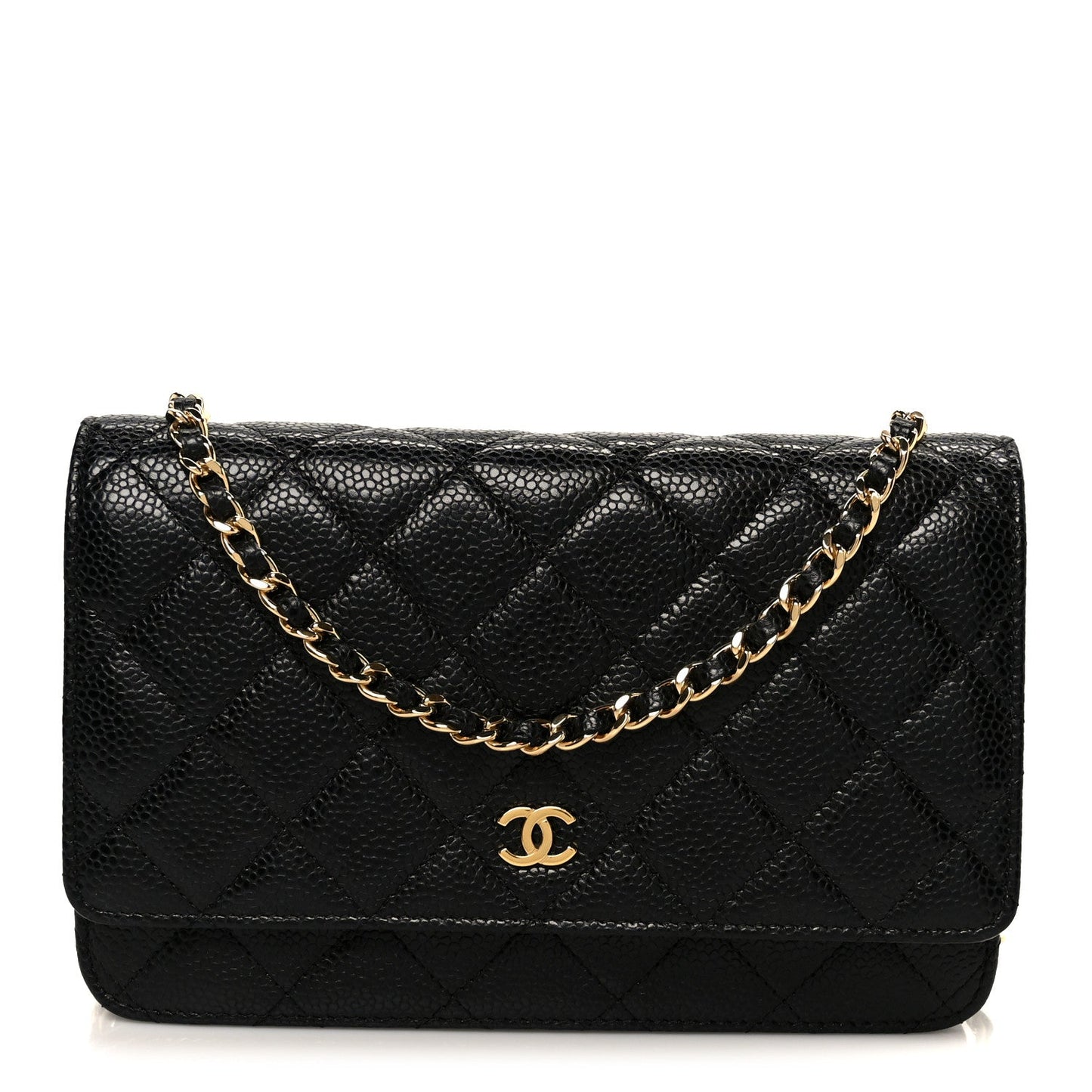 Caviar Quilted Wallet on Chain WOC Black