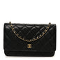 Caviar Quilted Wallet on Chain WOC Black