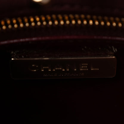 Shiny Lambskin Patent Calfskin Quilted Mini 31 Shopping Bag Dark Burgundy