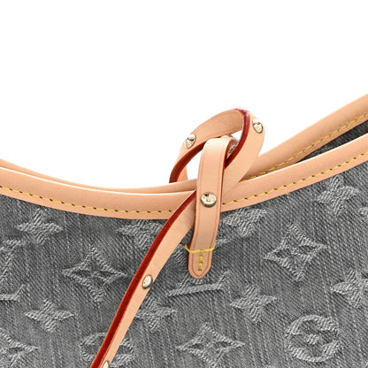 Monogram Denim CarryAll MM Washed Grey