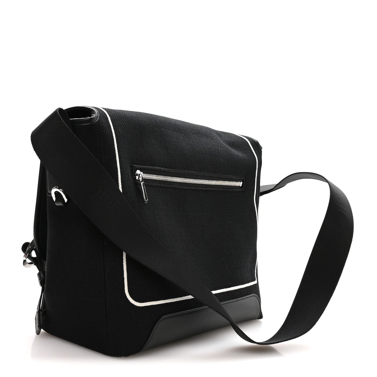 Canvas Embroidered Medium Jett Messenger Black White