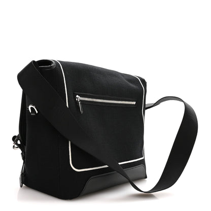Canvas Embroidered Medium Jett Messenger Black White