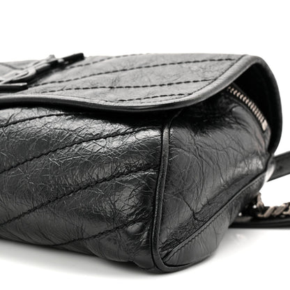 Crinkled Calfskin Matelasse Monogram Niki Body Bag Black