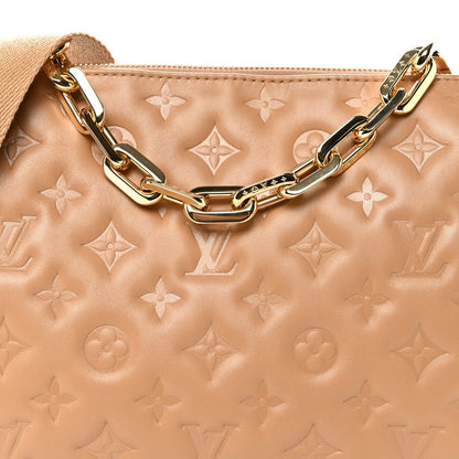 Lambskin Embossed Monogram Coussin PM Camel