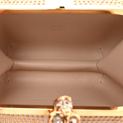 Calfskin Studded Britannia Skull Box Clutch Beige