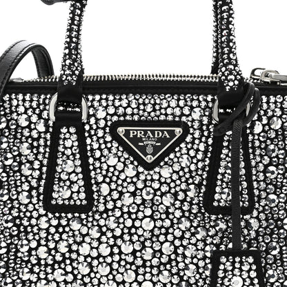 Satin Crystal Mini Galleria Double Zip Tote Metal