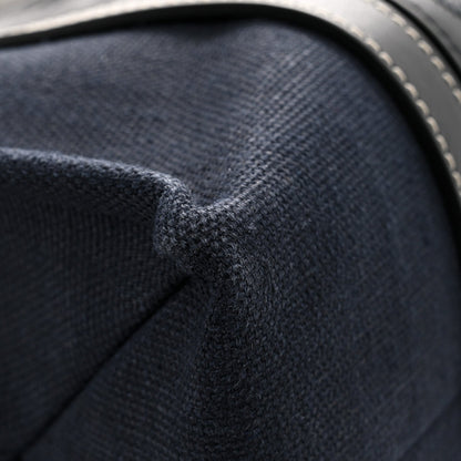 Cotton Shiny Calfskin Medium Woody Ribbon Tote Obscure Navy