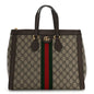 GG Supreme Monogram Web Medium Ophidia Tote Bag Brown