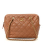 Shiny Caviar Quilted Large Bowling Bag Brown