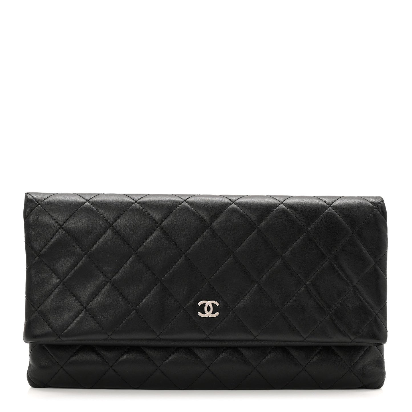 Lambskin Quilted CC Beauty Clutch Black