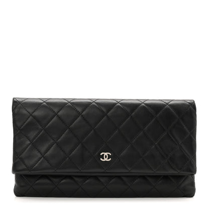Lambskin Quilted CC Beauty Clutch Black