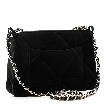 Velvet Effect Nylon Shiny Crumpled Calfskin Quilted Chanel 25 Clutch With Chain Black