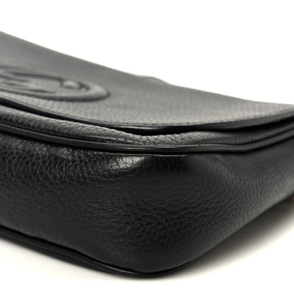 Pebbled Calfskin Medium Soho Flap Crossbody Black