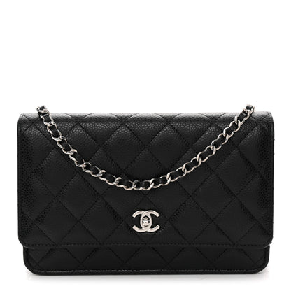 Caviar Quilted CC Turnlock Wallet On Chain WOC Black