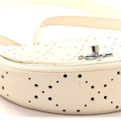 Caviar Perforated Messenger Bag White