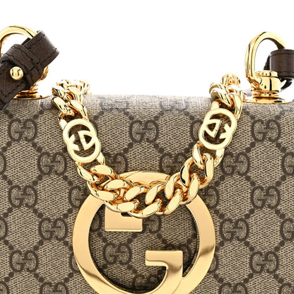 GG Supreme Monogram Textured Dollar Calfskin Mini Blondie Chain Shoulder Flap Bag Beige Ebony New Acero