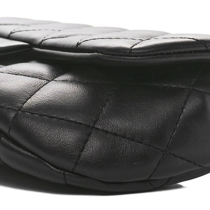 Calfskin Quilted CC Uniform Flap Belt Bag Black