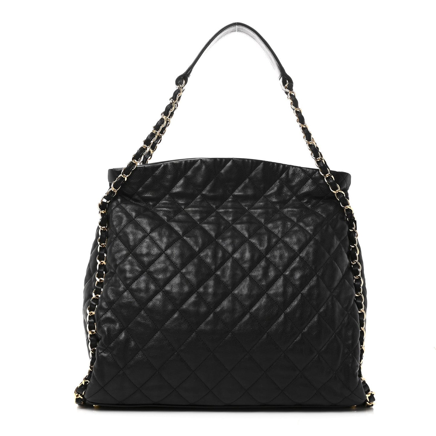 Calfskin Quilted Large Chain Me Hobo Black