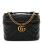 Calfskin Matelasse Chevron Mini GG Marmont Top Handle Bag Black