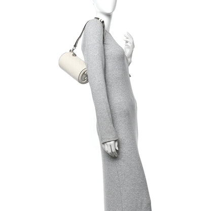 Sakai Be Green Calfskin Diagonal Stitched Mini Blondie Barrel Shoulder Bag Mystic White
