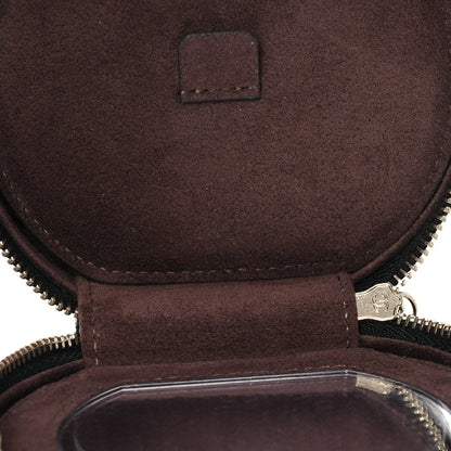 Caviar Quilted Round Top Handle Jewelry Case With Chain Black