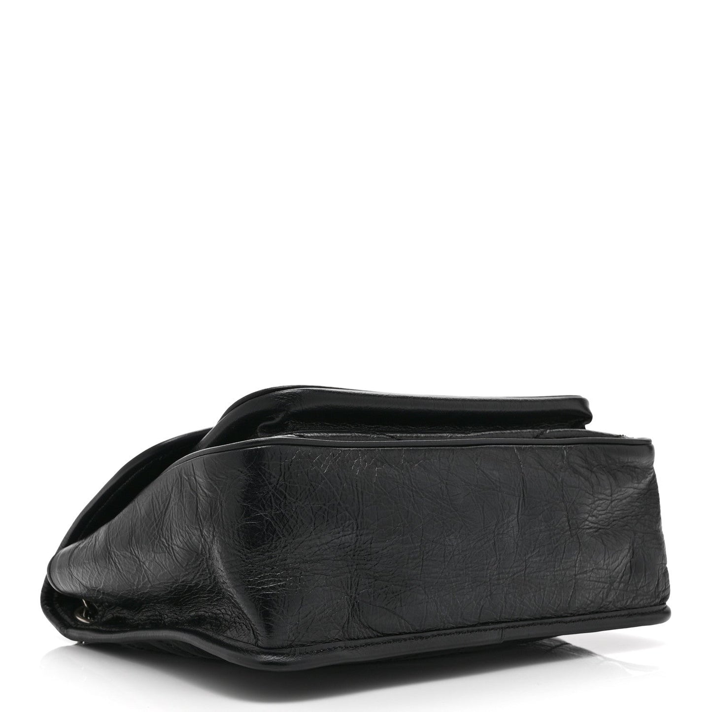 Crinkled Calfskin Matelasse Monogram Medium Niki Chain Satchel Black