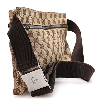 GG Monogram Double Pocket Belt Bag Dark Brown