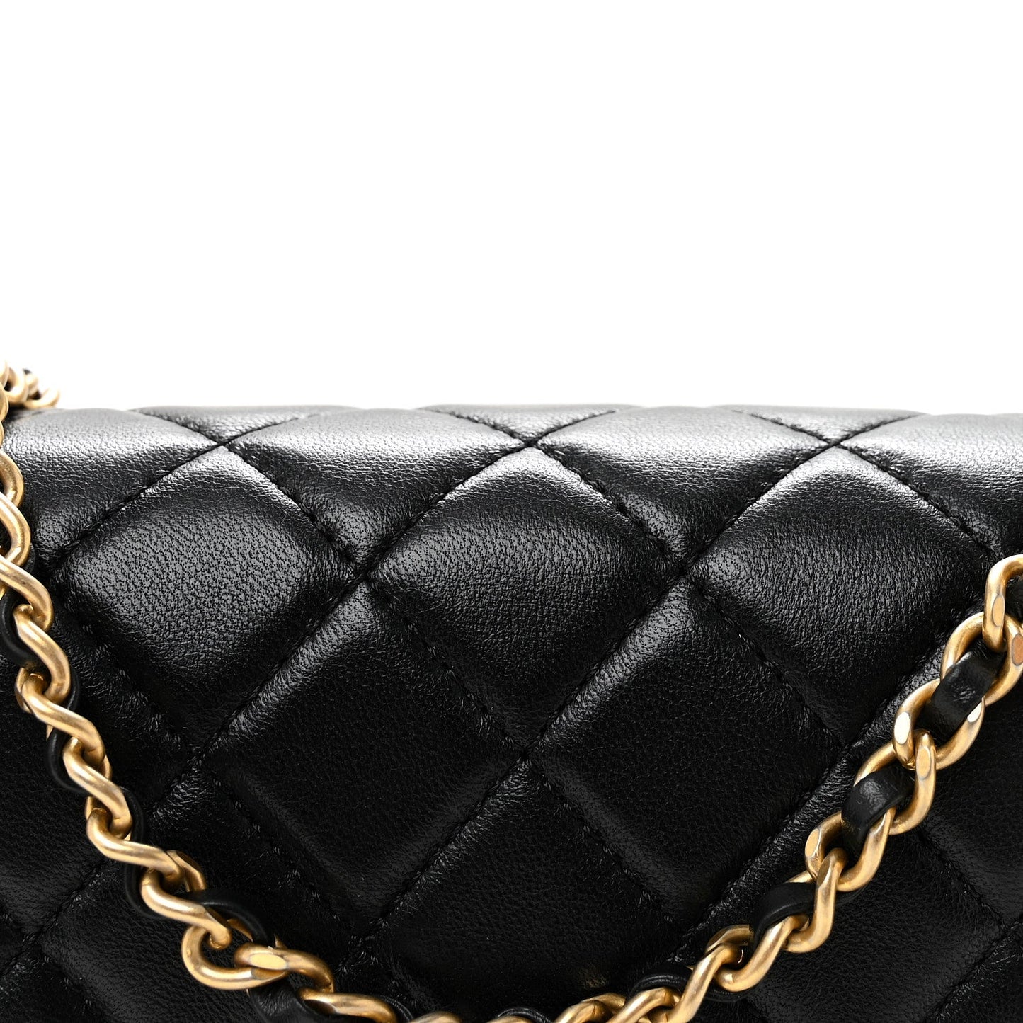Lambskin Quilted Mini Rectangular Pearl Crush Flap Black