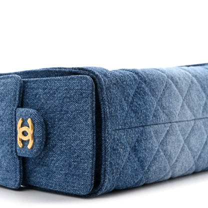 Washed Denim Quilted Mini Chanel 25 Handbag Blue