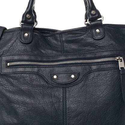 Agneau Classic Silver Hardware Hexagon Bleu Mineral